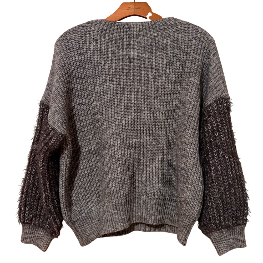 Berretti Women's Size S Gray Oversized Ribbed Knit Sweater Alpaca Wool‎ Blend M - Picture 2 of 13